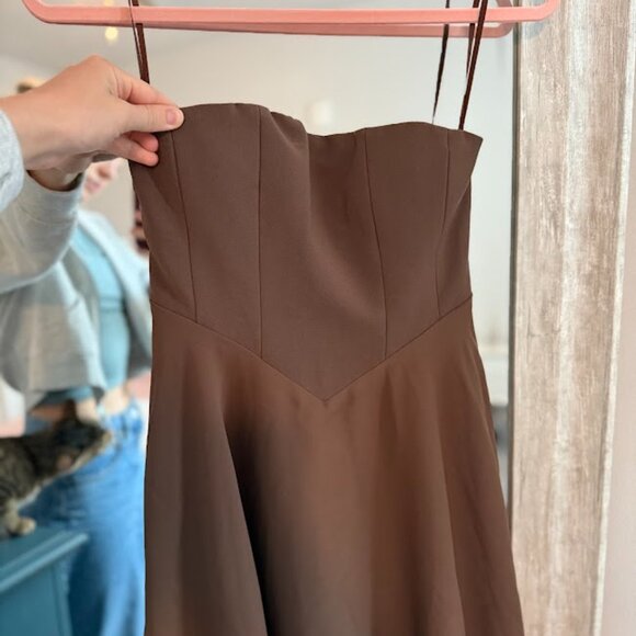 NWT, Odd Muse "The Ultimate Muse" Midi Strapless corset midi dress in brown - Picture 4 of 6